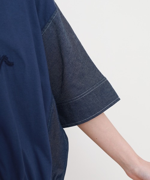 A.N.L(エーエヌエル レーベル)の「A.N.L デニム切替ロゴ半袖カットソー(Tシャツ/カットソー・レディース・ブラック/インディゴブルー・38)」の17枚目の写真