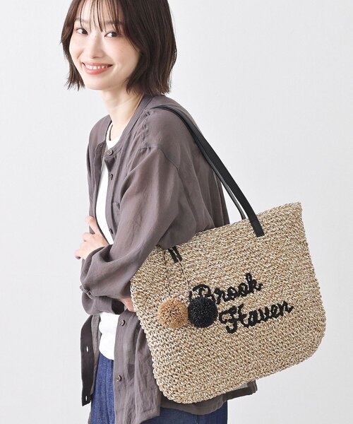 Dessin(デッサン)の「【A4収納可】ロゴ刺繍ポンポンチャーム付きペーパーメッシュトート(トートバッグ・レディース・ライトグレー系4/ネイビー/グリーン系/ダークブラウン系4/チャコール・00)」の4枚目の写真