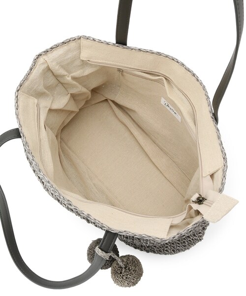 Dessin（デッサン）の「【A4収納可】ロゴ刺繍ポンポンチャーム付きペーパーメッシュトート（トートバッグ・レディース・ライトグレー系4/ネイビー/グリーン系・00）」の19枚目の写真