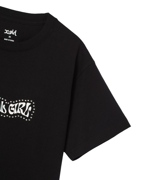 X-girl(エックスガール)の「RHINESTONE AND BUTTERFLY LOGO S/S TEE(Tシャツ/カットソー・レディース・ホワイト/ブラウン/ブラック・L/M/S)」の13枚目の写真
