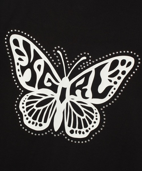 X-girl(エックスガール)の「RHINESTONE AND BUTTERFLY LOGO S/S TEE(Tシャツ/カットソー・レディース・ホワイト/ブラウン/ブラック・L/M/S)」の14枚目の写真