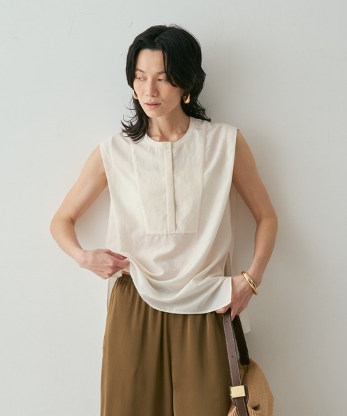 qualite(カリテ)の「シルキーローンブラウス 春服 夏服 オフィスカジュアル(シャツ/ブラウス・レディース・アイボリー/ライム・フリー)」の14枚目の写真