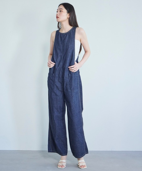 SOMETHING(サムシング)の「SOMETHING アメスリオールインワン【夏用デニム】(サロペット/オーバーオール・レディース・インディゴブルー/ライトインディゴブルー・SMALL/MEDIUM)」の1枚目の写真