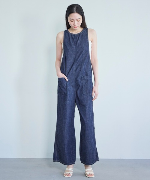 SOMETHING(サムシング)の「SOMETHING アメスリオールインワン【夏用デニム】(サロペット/オーバーオール・レディース・インディゴブルー/ライトインディゴブルー・SMALL/MEDIUM)」の4枚目の写真