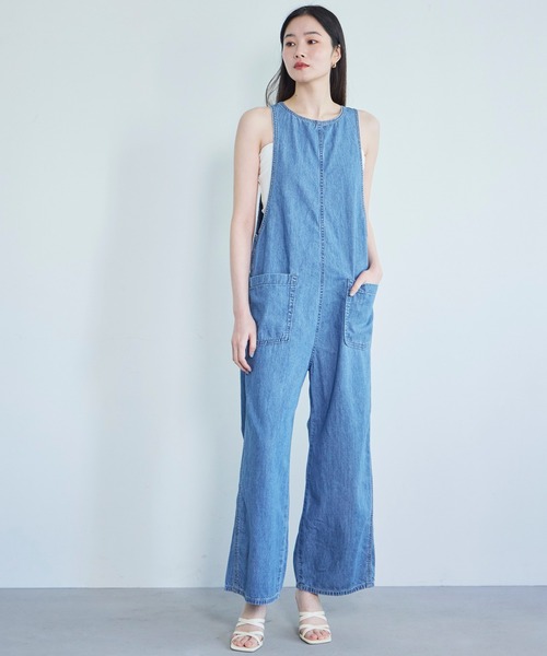 SOMETHING(サムシング)の「SOMETHING アメスリオールインワン【夏用デニム】(サロペット/オーバーオール・レディース・インディゴブルー/ライトインディゴブルー・SMALL/MEDIUM)」の9枚目の写真