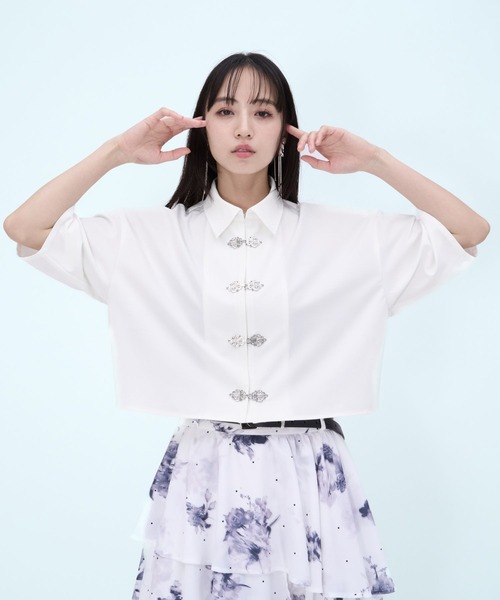 HARE（ハレ）の「チャイナカナグショートシャツ(HARE)（シャツ/ブラウス・レディース・ホワイト/ブルー系その他/ブラック/ブルー/グリーン・FREE）」の8枚目の写真