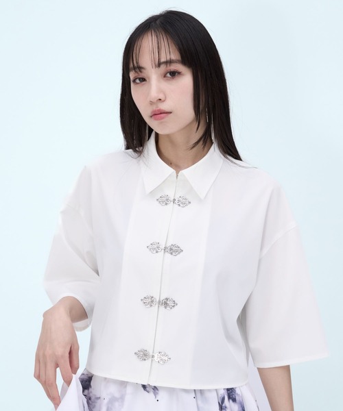 HARE（ハレ）の「チャイナカナグショートシャツ(HARE)（シャツ/ブラウス・レディース・ホワイト/ブルー系その他/ブラック/ブルー/グリーン・FREE）」の9枚目の写真