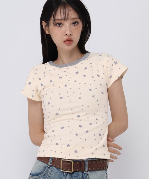 3.3 Field Trip (3.3フィールドトリップ)の「3.3 Field Trip/スターリンガーT(Tシャツ/カットソー・レディース・オフホワイト/ブラック・FREE)」の2枚目の写真