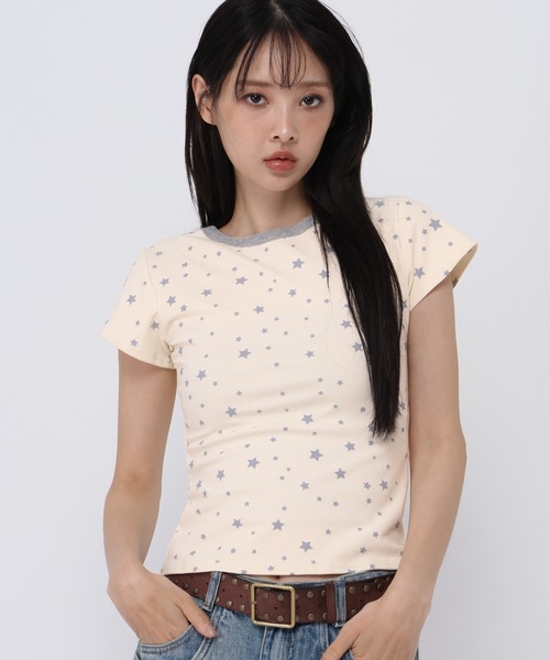 3.3 Field Trip (3.3フィールドトリップ)の「3.3 Field Trip/スターリンガーT(Tシャツ/カットソー・レディース・オフホワイト/ブラック・FREE)」の20枚目の写真