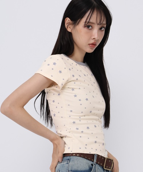 3.3 Field Trip (3.3フィールドトリップ)の「3.3 Field Trip/スターリンガーT(Tシャツ/カットソー・レディース・オフホワイト/ブラック・FREE)」の19枚目の写真