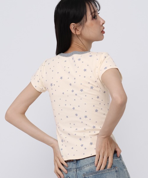 3.3 Field Trip (3.3フィールドトリップ)の「3.3 Field Trip/スターリンガーT(Tシャツ/カットソー・レディース・オフホワイト/ブラック・FREE)」の18枚目の写真