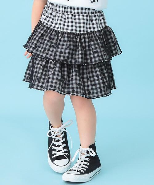 SHOO・LA・RUE(シューラルー)の「【100-130cm】ギンガムティアードスカート(スカート・キッズ・ブラック/パープル・13/12/11/10)」の3枚目の写真
