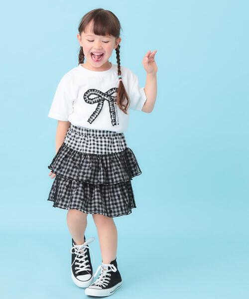 SHOO・LA・RUE(シューラルー)の「【100-130cm】ギンガムティアードスカート(スカート・キッズ・ブラック/パープル・13/12/11/10)」の16枚目の写真