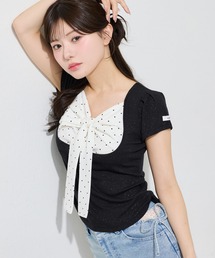 one after another NICE CLAUP | フロントリボンドッキングトップス(Tシャツ/カットソー)