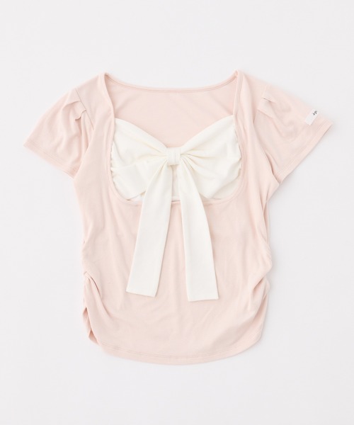 one after another NICE CLAUP(ワンアフターアナザーナイスクラップ)の「フロントリボンドッキングトップス(Tシャツ/カットソー・レディース・ピンク/ドット/サックスブルー/ブラック・FREE)」の21枚目の写真