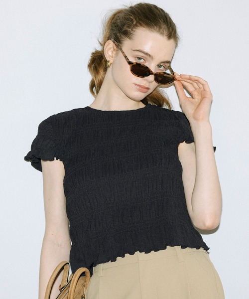 aiiESTNATION/シャーリング半袖トップス【新品未使用】 シャーリング半袖トップス（Tシャツ/カットソー）｜coca（coca）（コカ
