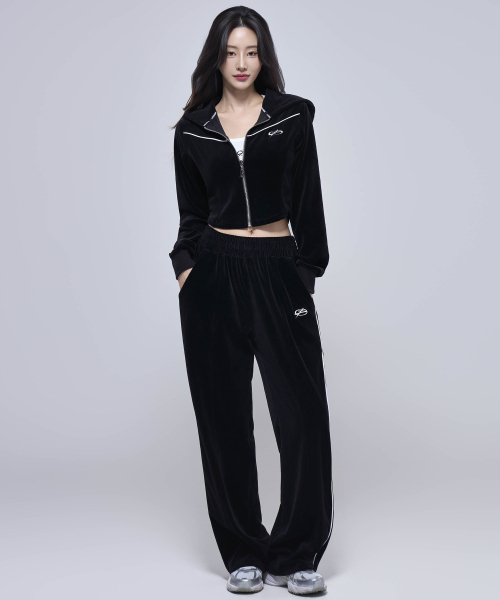 PHYSICAL GARMENTS（フィジカルガーメンツ）の「P5055 ウーマン ベロアパンツ [ブラック]（スウェットパンツ・レディース・ブラック・1/2）」の2枚目の写真