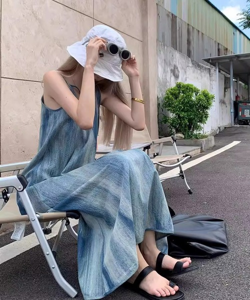 shyam inspiration(シャムインスピレーション)の「ニュアンス柄キャミワンピース(ワンピース・レディース・ブルー・M/L)」の6枚目の写真