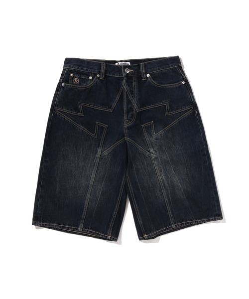 A BATHING APE(アベイシングエイプ)の「BAPE STA PATCH 13 OZ RELAXED FIT DENIM SHORTS(デニムパンツ・メンズ・ベージュ/インディゴブルー・LARGE/MEDIUM/X-LARGE/SMALL/XX-LARGE)」の2枚目の写真