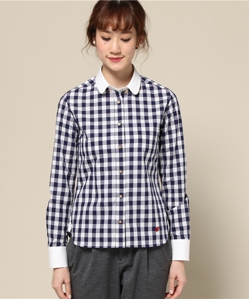 LOVELESS（ラブレス）の「【LOVELESS】WOMENS ラージギンガムラウンドクレリックシャツ（シャツ/ブラウス・レディース・ブルー・36/34）」の4枚目の写真