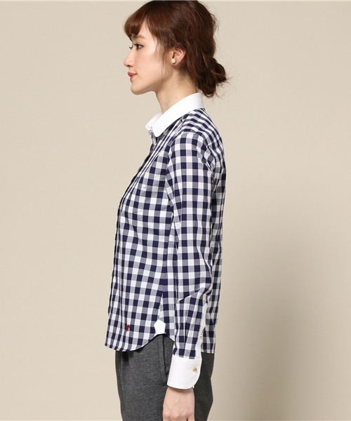 LOVELESS（ラブレス）の「【LOVELESS】WOMENS ラージギンガムラウンドクレリックシャツ（シャツ/ブラウス・レディース・ブルー・36/34）」の5枚目の写真