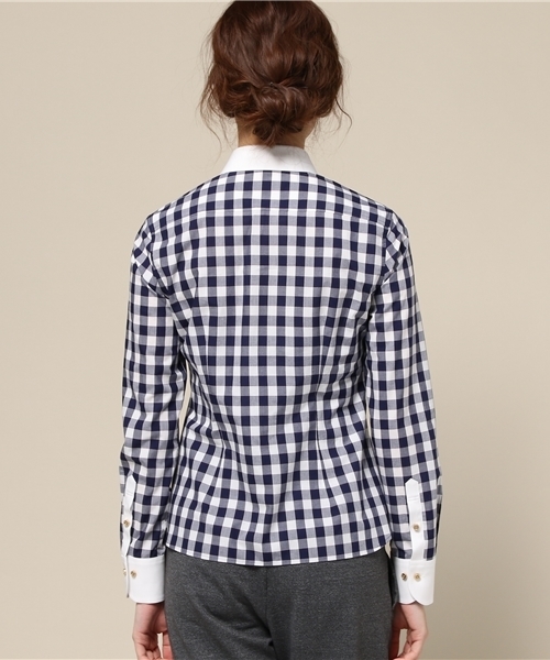 LOVELESS（ラブレス）の「【LOVELESS】WOMENS ラージギンガムラウンドクレリックシャツ（シャツ/ブラウス・レディース・ブルー・36/34）」の6枚目の写真