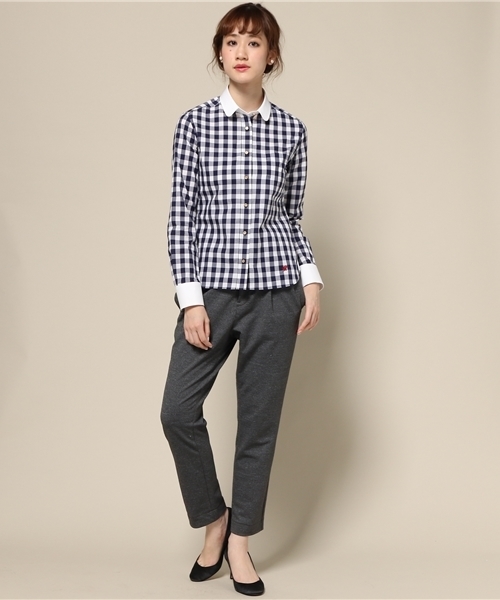 LOVELESS（ラブレス）の「【LOVELESS】WOMENS ラージギンガムラウンドクレリックシャツ（シャツ/ブラウス・レディース・ブルー・36/34）」の8枚目の写真