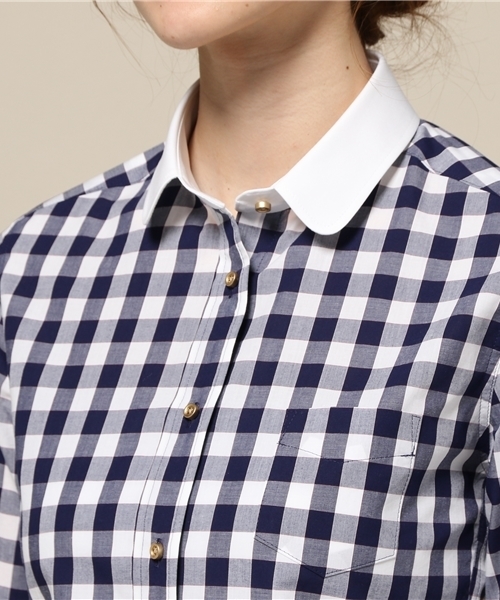 LOVELESS（ラブレス）の「【LOVELESS】WOMENS ラージギンガムラウンドクレリックシャツ（シャツ/ブラウス・レディース・ブルー・36/34）」の9枚目の写真