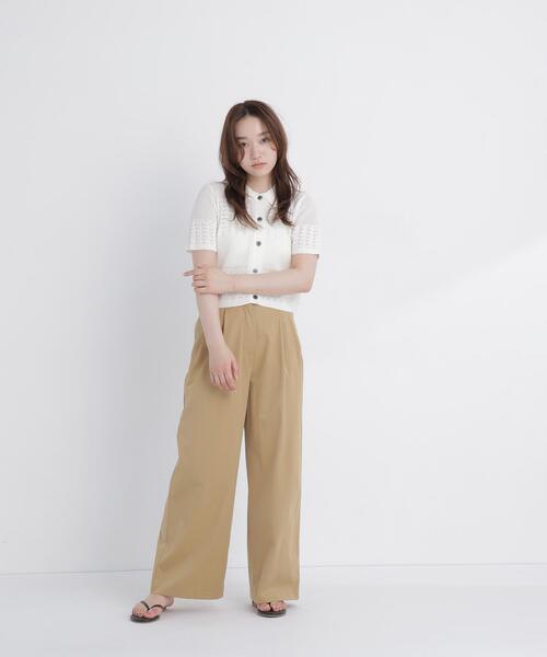 NATURAL BEAUTY BASIC(ナチュラルビューティーベーシック)の「ポロ襟メッシュカーディガン(カーディガン/ボレロ・レディース・ブルー系その他/オフホワイト/ブラック・フリ-)」の6枚目の写真