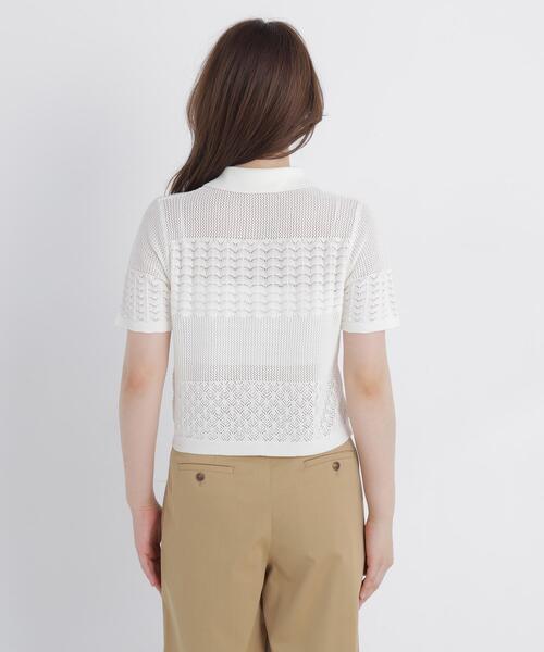 NATURAL BEAUTY BASIC(ナチュラルビューティーベーシック)の「ポロ襟メッシュカーディガン(カーディガン/ボレロ・レディース・ブルー系その他/オフホワイト/ブラック・フリ-)」の12枚目の写真