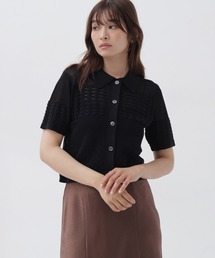 NATURAL BEAUTY BASIC | ポロ襟メッシュカーディガン(カーディガン/ボレロ)