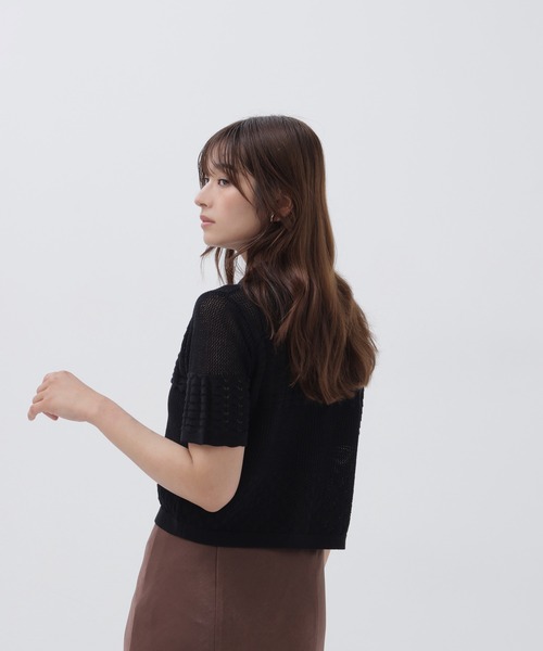 NATURAL BEAUTY BASIC(ナチュラルビューティーベーシック)の「ポロ襟メッシュカーディガン(カーディガン/ボレロ・レディース・ブルー系その他/オフホワイト/ブラック・フリ-)」の20枚目の写真