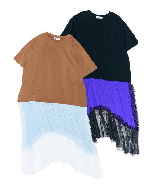 Green Parks(グリーンパークス)の「■WITH KURUMI.N レースレイヤードTEE(Tシャツ/カットソー・レディース・ブラック/ブラウン・FREE)」の4枚目の写真
