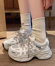 バイカラー ライン メッシュ 厚底 ダッド スニーカー