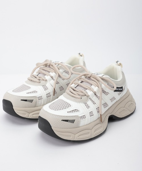 Lace Ladies(レースレディース)の「バイカラー ライン メッシュ 厚底 ダッド スニーカー(スニーカー・レディース・アイボリー/ブラック・22.5cm/23cm/24cm/23.5cm/25cm/24.5cm)」の13枚目の写真