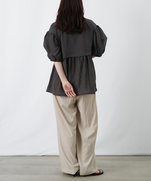 LUCA/LADY LUCK LUCA(ルカ/レディラックルカ)の「LC/LLL タックパフスリーブボリュームプルオーバー(Tシャツ/カットソー・レディース・チャコールグレー/ホワイト・FREE)」の9枚目の写真
