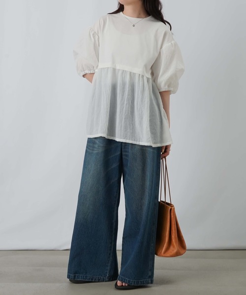 LUCA/LADY LUCK LUCA(ルカ/レディラックルカ)の「LC/LLL タックパフスリーブボリュームプルオーバー(Tシャツ/カットソー・レディース・チャコールグレー/ホワイト・FREE)」の11枚目の写真