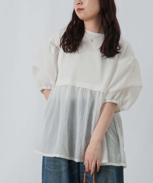 LUCA/LADY LUCK LUCA(ルカ/レディラックルカ)の「LC/LLL タックパフスリーブボリュームプルオーバー(Tシャツ/カットソー・レディース・チャコールグレー/ホワイト・FREE)」の10枚目の写真
