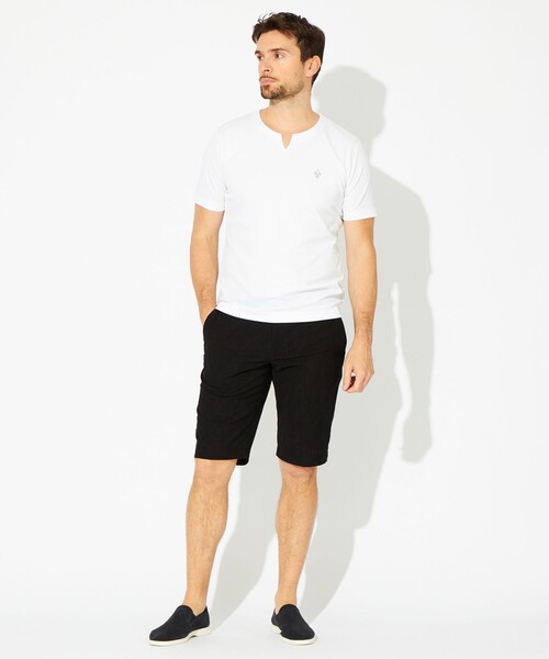 EPOCA UOMO(エポカウォモ)の「シャドー千鳥ジャカードキーネックカットソー(Tシャツ/カットソー・メンズ・ブラック/ホワイト・46/48)」の3枚目の写真