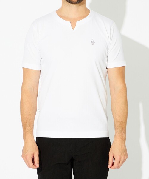 EPOCA UOMO(エポカウォモ)の「シャドー千鳥ジャカードキーネックカットソー(Tシャツ/カットソー・メンズ・ブラック/ホワイト・46/48)」の6枚目の写真