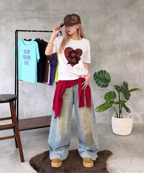 sedacle(セダクル)の「アソートハートスタッズTEE(Tシャツ/カットソー・レディース・ミント/カーキ/レッド/ネイビー/レオパード/ピンク・LARGE/MEDIUM/SMALL)」の15枚目の写真