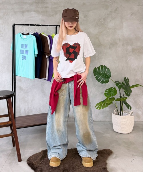 sedacle(セダクル)の「アソートハートスタッズTEE(Tシャツ/カットソー・レディース・ミント/カーキ/レッド/ネイビー/レオパード/ピンク・LARGE/MEDIUM/SMALL)」の14枚目の写真