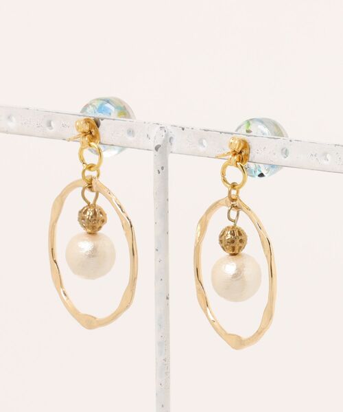 tone(トーン)の「【Willija】金属アレルギー対応《水月花》琉球ガラスの2wayピアス(MA)(ピアス(両耳用)・レディース・ゴールド・FREE)」の6枚目の写真