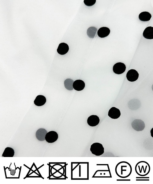 PICCIN PERLA(ピッチンペルラ)の「フロッキードットオーガンジーフリルプルオーバー(Tシャツ/カットソー・レディース・ブラック/オフホワイト・M)」の21枚目の写真