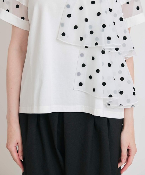 PICCIN PERLA(ピッチンペルラ)の「フロッキードットオーガンジーフリルプルオーバー(Tシャツ/カットソー・レディース・ブラック/オフホワイト・M)」の19枚目の写真