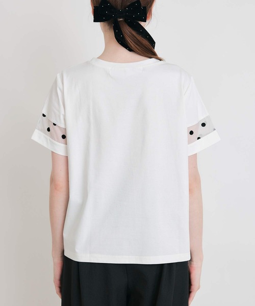 PICCIN PERLA(ピッチンペルラ)の「フロッキードットオーガンジーフリルプルオーバー(Tシャツ/カットソー・レディース・ブラック/オフホワイト・M)」の20枚目の写真