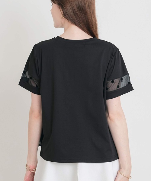 PICCIN PERLA(ピッチンペルラ)の「フロッキードットオーガンジーフリルプルオーバー(Tシャツ/カットソー・レディース・ブラック/オフホワイト・M)」の13枚目の写真