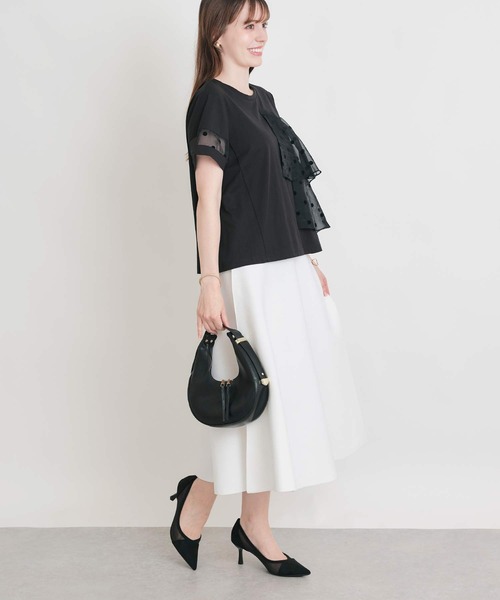 PICCIN PERLA(ピッチンペルラ)の「フロッキードットオーガンジーフリルプルオーバー(Tシャツ/カットソー・レディース・ブラック/オフホワイト・M)」の15枚目の写真