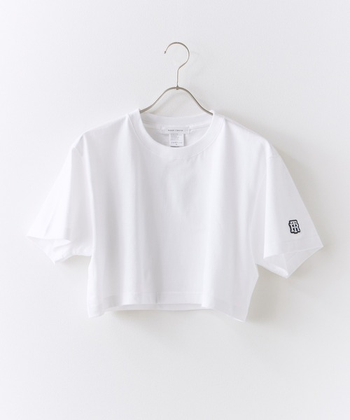 ROOPTOKYO(ループトウキョウ)の「オリジナルチームロゴ袖ワッペンTシャツ 半袖 クルーネック ハイグレードコットン 5.6oz 丸胴 シンプル ミドル丈 クロップド丈 短丈 メンズ レディース ユニセックス 秋 秋服 2026年秋冬(Tシャツ/カットソー・メンズ・ホワイト/ブラック/チャコール/ブルー/ライトピンク・S/M/L/XL)」の6枚目の写真