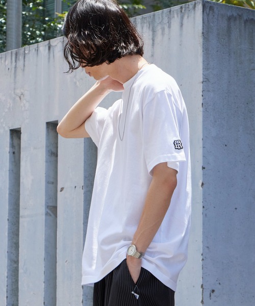 ROOPTOKYO(ループトウキョウ)の「オリジナルチームロゴ袖ワッペンTシャツ 半袖 クルーネック ハイグレードコットン 5.6oz 丸胴 シンプル ミドル丈 クロップド丈 短丈 メンズ レディース ユニセックス 秋 秋服 2026年秋冬(Tシャツ/カットソー・メンズ・ホワイト/ブラック/チャコール/ブルー/ライトピンク・S/M/L/XL)」の13枚目の写真